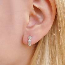 Diamond Halo Style Huggie Earrings 14k White Gold (0.37ct)