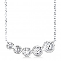 Graduated Diamond Halo Style Necklace 14k White Gold (0.32ct)