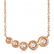 Graduated Diamond Halo Style Necklace 14k Rose Gold (0.32ct)