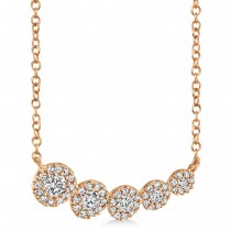 Graduated Diamond Halo Style Necklace 14k Rose Gold (0.32ct)