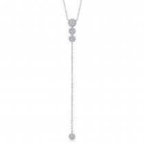 Graduated Diamond Halo Style Lariat Necklace 14k White Gold (0.29ct)
