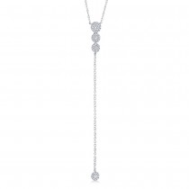 Graduated Diamond Halo Style Lariat Necklace 14k White Gold (0.29ct)