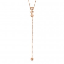 Graduated Diamond Halo Style Lariat Necklace 14k Rose Gold (0.29ct)