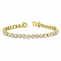 Diamond Halo Style Tennis Bracelet 14k Yellow Gold (3.03ct)