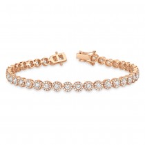 Diamond Halo Style Tennis Bracelet 14k Rose Gold (3.03ct)
