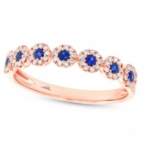 0.16ct Diamond & 0.20ct Blue Sapphire 14k Rose Gold Lady's Ring