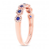 0.16ct Diamond & 0.20ct Blue Sapphire 14k Rose Gold Lady's Ring