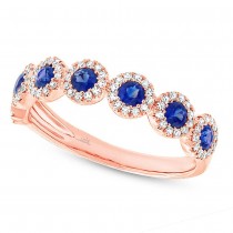 0.26ct Diamond & 0.70ct Blue Sapphire 14k Rose Gold Lady's Ring