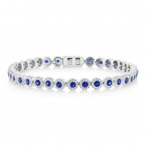 1.22ct Diamond & 2.44ct Blue Sapphire 14k White Gold Lady's Bracelet