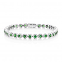 1.22ct Diamond & 1.97ct Green Garnet 14k White Gold Lady's Bracelet