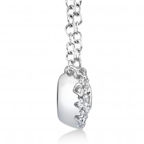 Diamond Halo Pendant Necklace 14k White Gold (0.14ct)