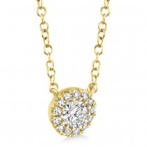 Diamond Halo Pendant Necklace 14k Yellow Gold (0.14ct)
