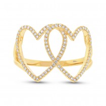 0.21ct 14k Yellow Gold Diamond Hearts Ring