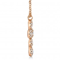 Diamond Halo Style Cross Pendant Necklace 14k Rose Gold (0.25ct)