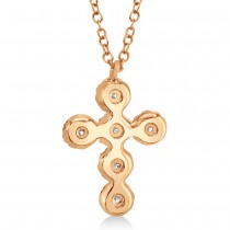 Diamond Halo Style Cross Pendant Necklace 14k Rose Gold (0.25ct)