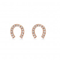 Diamond Horseshoe Stud Earrings 14k Rose Gold (0.06ct)
