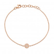 Diamond Pave Circle Link Bracelet 14k Rose Gold (0.05ct)