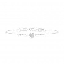 0.04ct 14k White Gold Diamond Pave Heart Bracelet