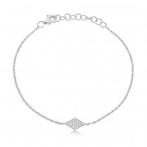 Diamond Pave Diamond Shape Link Bracelet 14k White Gold (0.06ct)