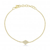 Diamond Pave Diamond Shape Link Bracelet 14k Yellow Gold (0.06ct)