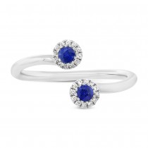 0.07ct Diamond & 0.20ct Blue Sapphire 14k White Gold Lady's Ring