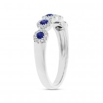0.16ct Diamond & 0.31ct Blue Sapphire 14k White Gold Lady's Ring