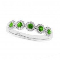 0.16ct Diamond & 0.30ct Green Garnet 14k White Gold Lady's Ring