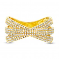 0.60ct 14k Yellow Gold Diamond Pave Bridge Ring