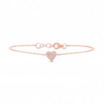0.08ct 14k Rose Gold Diamond Heart Bracelet