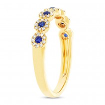 0.16ct Diamond & 0.20ct Blue Sapphire 14k Yellow Gold Lady's Ring