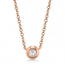 Diamond Bezel Solitare Necklace 14k Rose Gold (0.05ct)
