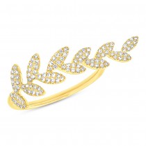 0.31ct 14k Yellow Gold Diamond Leaf Lady's Ring
