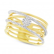 0.21ct 14k Two-tone Gold Diamond Bridge Lady's Ring