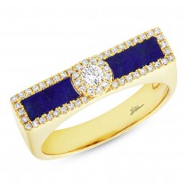 0.21ct Diamond & 0.48ct Lapis 14k Yellow Gold Lady's Ring