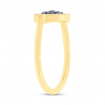 0.09ct Diamond & 0.62ct Blue Sapphire & Turquoise 14k Yellow Gold Eye Ring