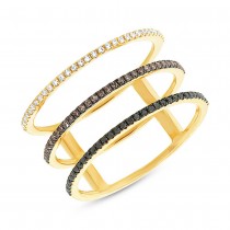 0.28ct 14k Yellow Gold White, Black & Champagne Diamond Lady's Ring