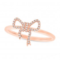 0.11ct 14k Rose Gold Diamond Bow Lady's Ring
