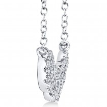 Diamond Halo Style Five Stone Pendant Necklace 14k White Gold (0.53ct)