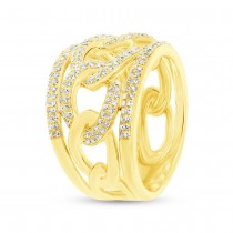0.61ct 14k Yellow Gold Diamond Lady's Link Ring