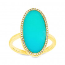 0.12ct Diamond & 2.40ct Composite Turquoise 14k Yellow Gold Lady's Ring
