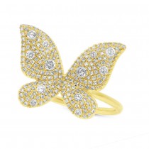 0.72ct 14k Yellow Gold Diamond Butterfly Lady's Ring