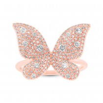 0.72ct 14k Rose Gold Diamond Butterfly Lady's Ring