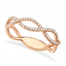 Diamond Pave Twisted Infinity Ring 14k Rose Gold (0.19ct)