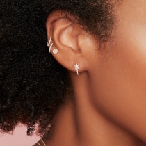 Diamond Star Huggie Earrings 14k White Gold (0.17ct)