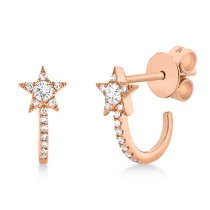 Diamond Star Huggie Earrings 14k Rose Gold (0.17ct)