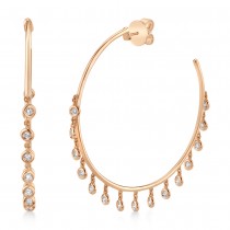 Diamond Shaker Hoop Earrings 14k Rose Gold (0.90ct)
