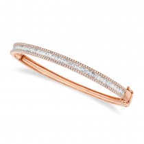 Baguette Diamond Channel Set Bangle Bracelet 14k Rose Gold (1.74ct)