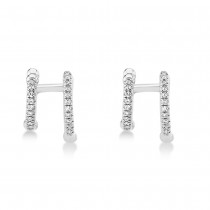 Diamond Double Huggie Earrings 14k White Gold (0.12ct)