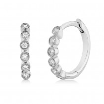 Diamond Bezel Huggie Earrings 14k White Gold (0.11ct)
