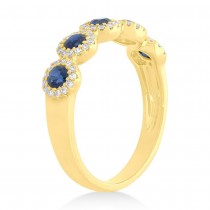 Diamond & Blue Sapphire Halo Style Ring 14k Yellow Gold (0.90ct)